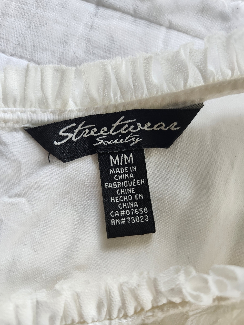 Streetwear Society White Ruffled Neck Blouse Tank Top - Picture 4 of 6